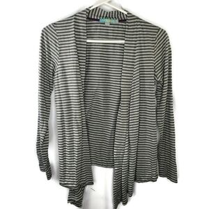 Boden Green Gray Stripe Open Front Knit Cardigan US Size 8